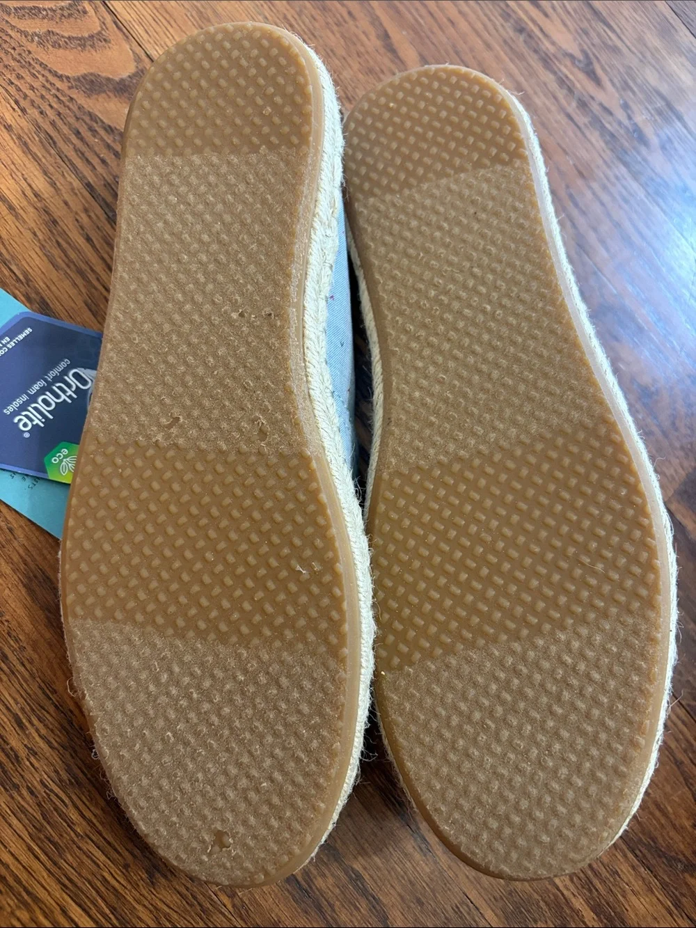 Toms Light Blue Canvas Espadrille Slip-Ons with Tiny Red & Navy Detail